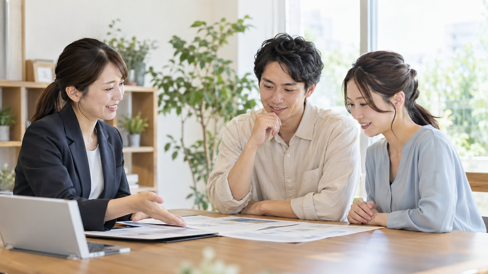 無料保険相談で専門家の説明を受ける夫婦