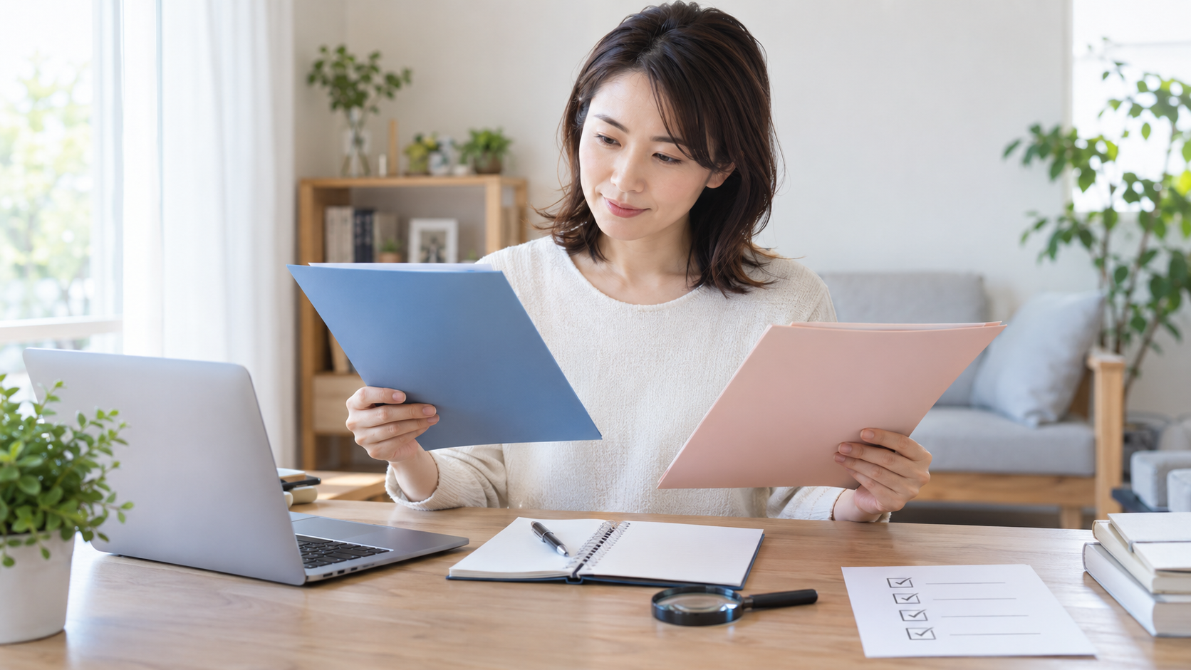 保険の提案内容を慎重に確認する女性